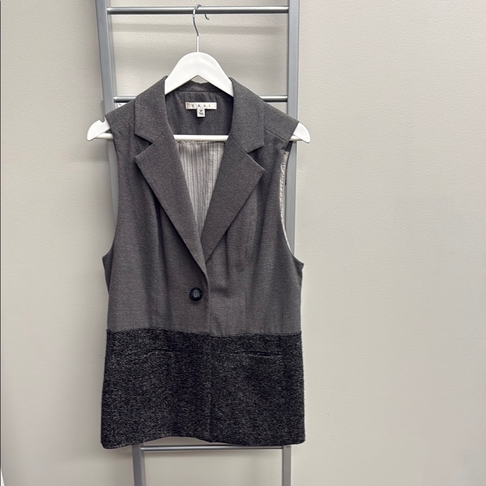 CAbi Two-Tone Gray Sleeveless Blazer Vest
